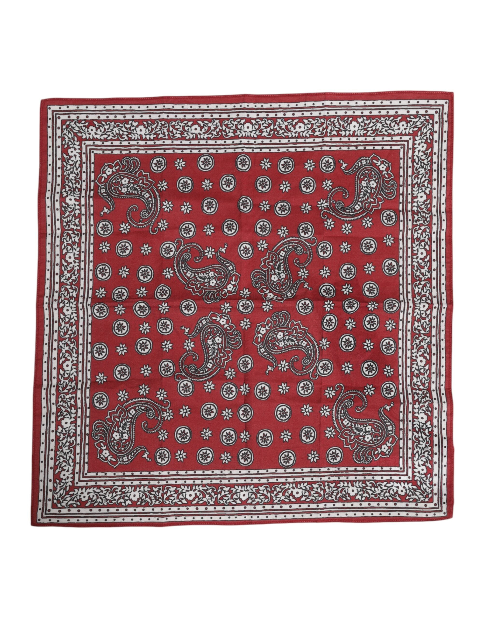 Dolce & Gabbana Red Floral Cotton Square Foulard Scarf